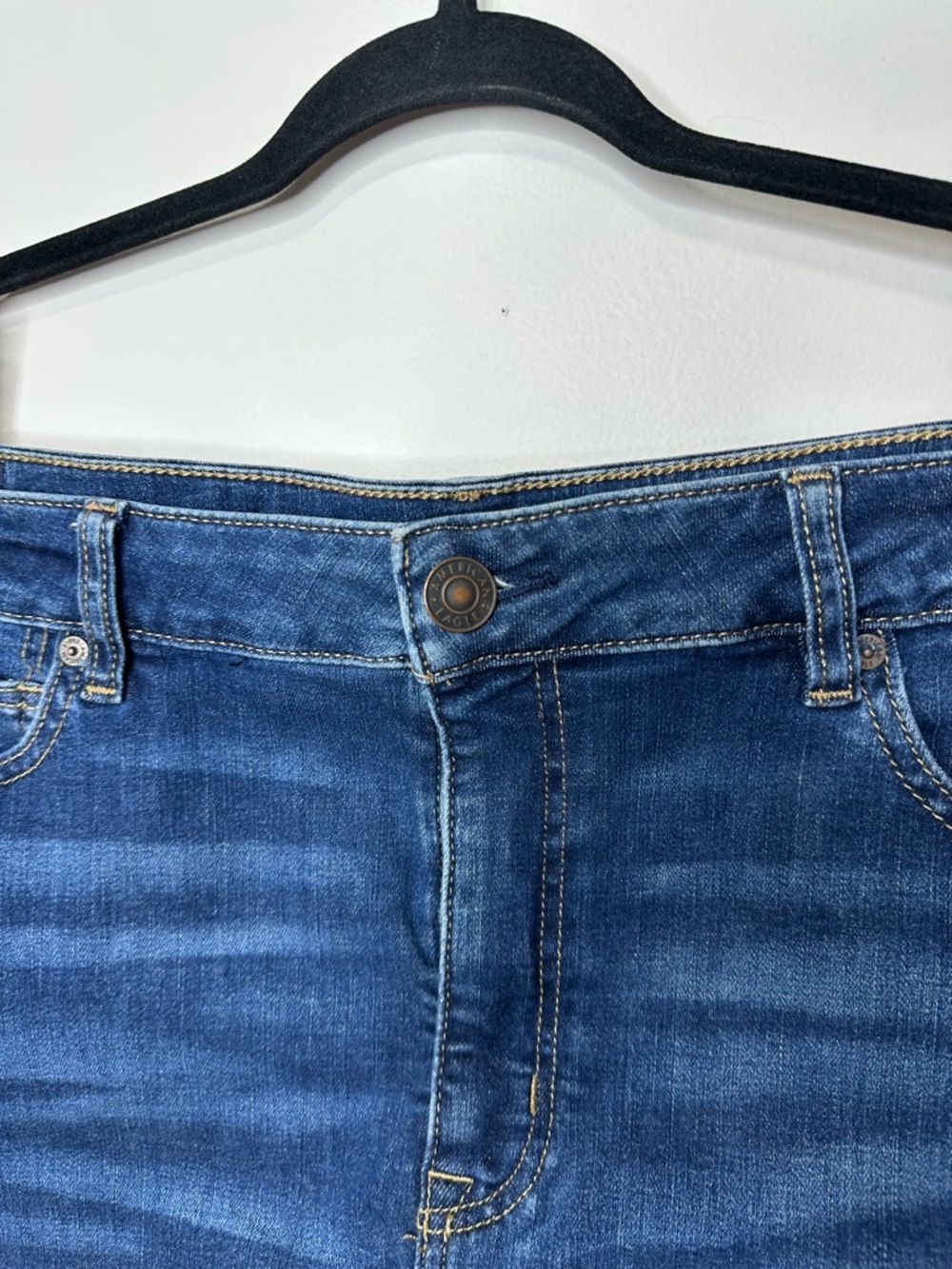 American Eagle Outfitters Blue‎ Distressed Denim Mini Skirt size 16 - Picture 4 of 6